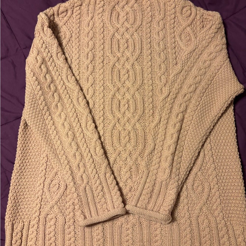Aran Crafts Cable Knit Tan Sweater